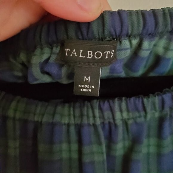 Talbots Tartan Plaid Semi Sheer Tie Sleeve Blouse - Picture 5 of 7